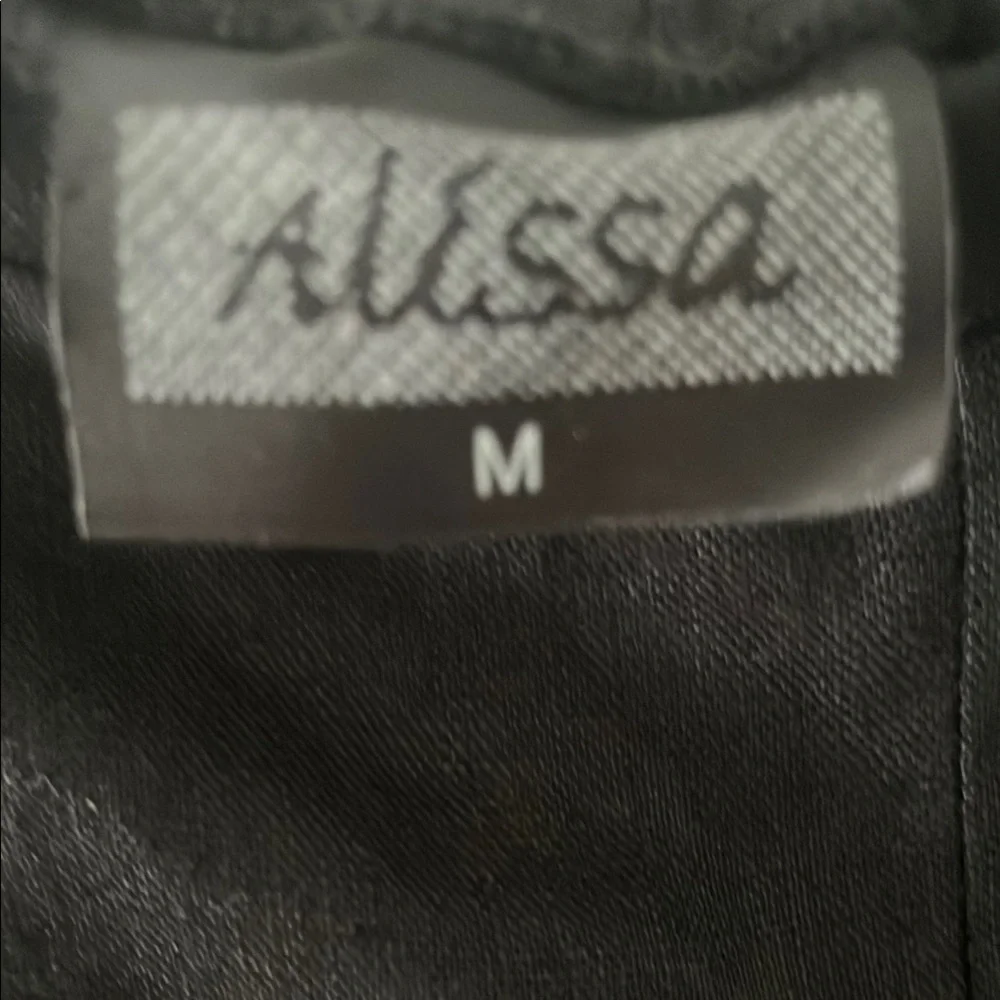 Vintage Alissa Black Linen Wide leg ankle Pants with elastic waist & pockets med - Picture 3 of 7